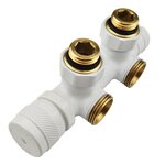 Узел нижнего подключения Primoclima Armature термостат. "Lunar" угловой правый 1/2"х3/4"Е, белый