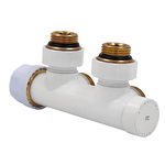 Узел нижнего подключения Primoclima Armature термостатический угловой левый 1/2"х3/4", белый