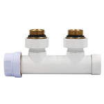 Узел нижнего подключения Primoclima Armature термостатический угловой левый 1/2"х3/4", белый