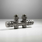 Узел нижнего подключения Primoclima Armature термостатический "Lunar" прямой 1/2"х3/4"Е, Никель мат