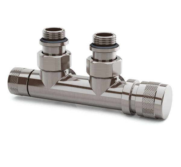 Узел нижнего подключения угловой 1/2"х3/4"Е Никель матовый (правый)