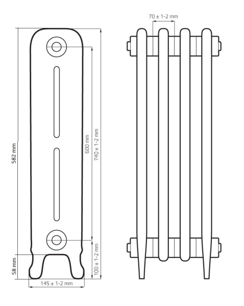 Радиатор чугунный РАДИМАКС Leeds, 1 секция, L 600