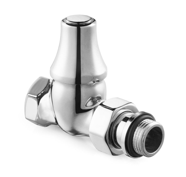 Запорный прямой клапан для радиатора "ретро", 1/2", цвет хром