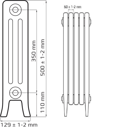 Радиатор чугунный РАДИМАКС Loft 350, 1 секция, LF 350