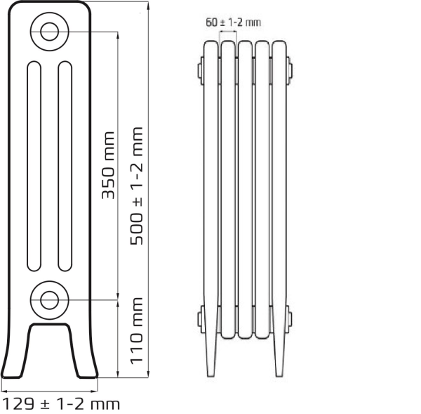 Радиатор чугунный РАДИМАКС Loft 350, 1 секция, LF 350