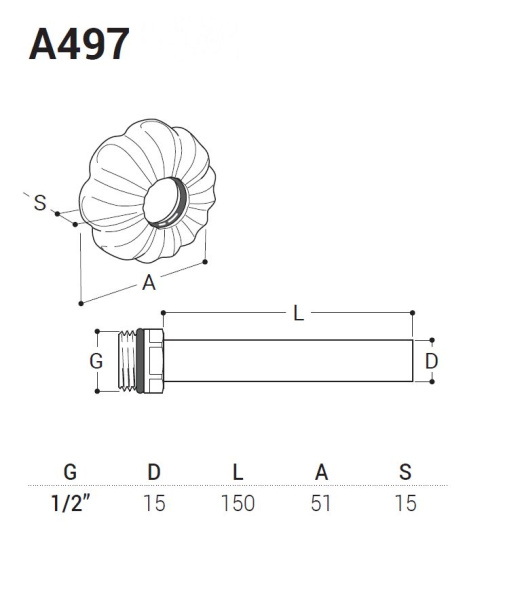 комплект декоративных трубок с резьбой и стильными глубокими отражателями 15x1/2x L 150, хром