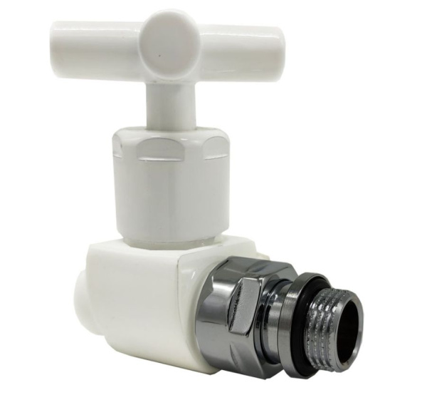 Вентиль прямой (крест) серия Prestige & Minimal 1/2", цвет белый