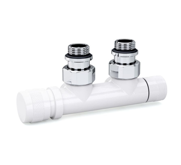 Узел нижнего подключения угловой 1/2"х3/4"Е Белый (левый)