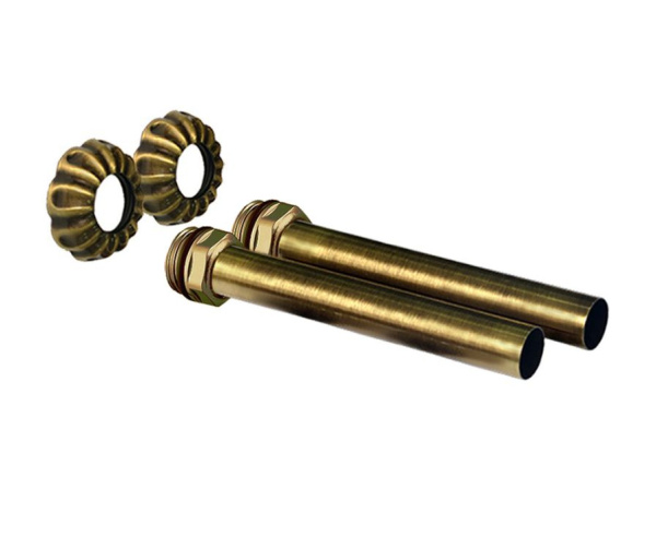 комплект декоративных трубок с резьбой и стильными глубокими отражателями 15x1/2x L 150, бронза