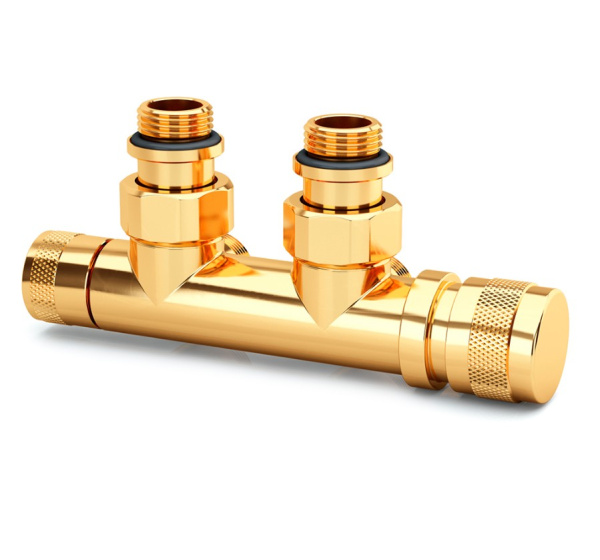 Узел нижнего подключения угловой 1/2"х3/4"Е Золото (правый)