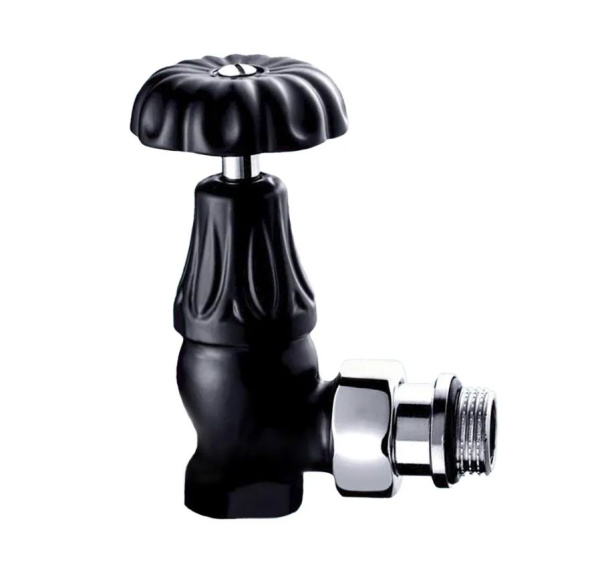 Угловой клапан для радиатора "ретро", 1/2, цвет  черный