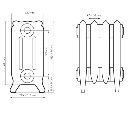 Радиатор чугунный РАДИМАКС Bristol 300, 4 секции, BR 300-4s