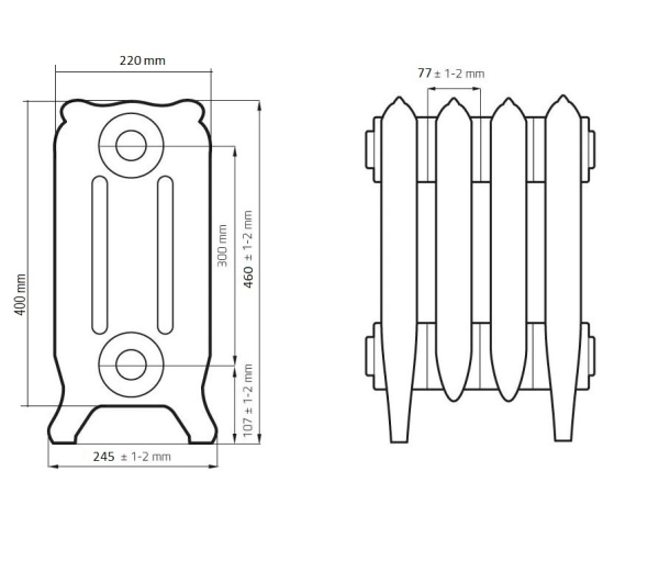 Радиатор чугунный РАДИМАКС Bristol 300, 1 секция, BR 300