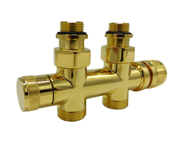 Узел нижнего подключения прямой 1/2"х3/4" золото