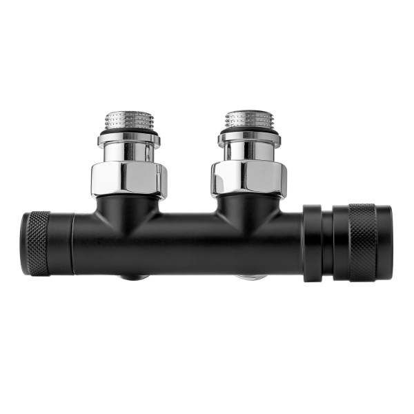 Узел нижнего подключения угловой 1/2"х3/4"Е Черный матовый (правый)