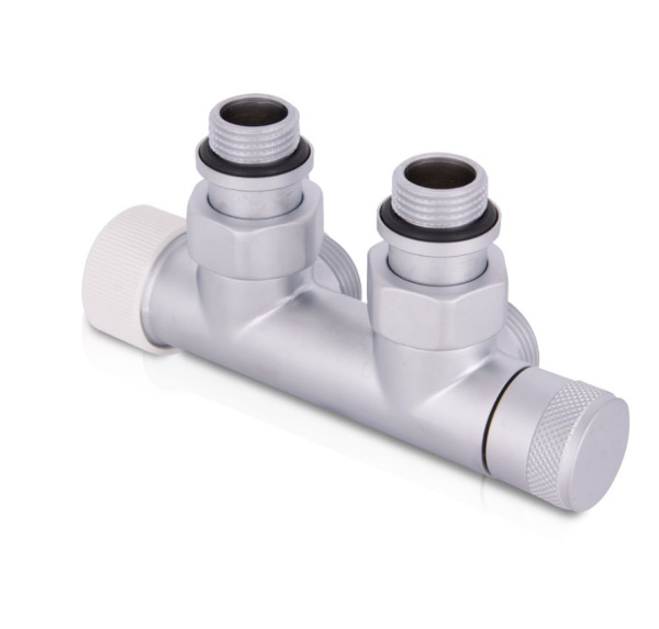 Узел нижнего подключения термостатический SR Rubinetterie угловой 1/2"х3/4"Е Хром матовый (левый)