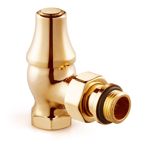 Запорный угловой клапан для радиатора "ретро", 1/2", цвет золото