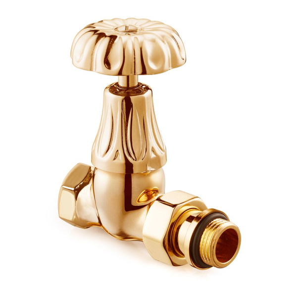 Прямой клапан для радиатора, "ретро", 1/2", цвет золото