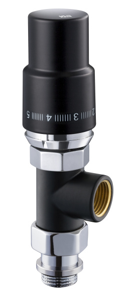 Вентиль на подачу осевой SR Rubinetterie Tondera 1/2", термостатический, цвет чёрный матовый
