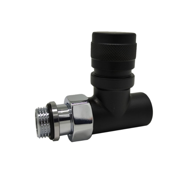 Вентиль на подачу прямой Tondera 1/2", преобразуемый в термостатический, чёрный