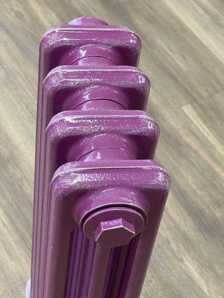 Радиатор чугунный РАДИМАКС Loft 500, 4 секции, фиолетовый с серебряной патиной и покрытием глянцевым лаком, напольное исполнение, LF 500-4s ЛИКВИДАЦИЯ