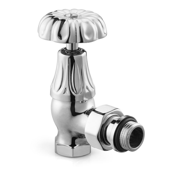 Угловой клапан для радиатора, "ретро", 1/2",цвет хром