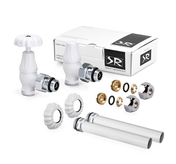 Комплект угловых вентилей SR Rubinetterie Old Style 1,2  x 24/19, белый