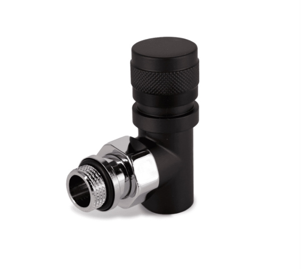 Вентиль на подачу угловой Tondera 1/2", преобразуемый в термостатический, чёрный