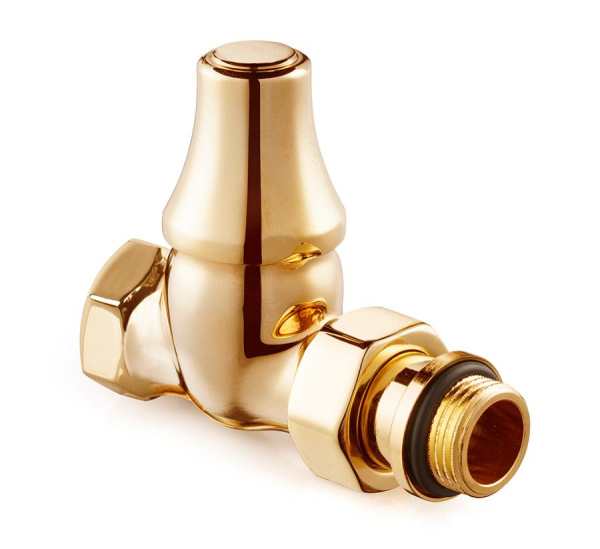 Запорный прямой клапан для радиатора "ретро", 1/2", цвет золото