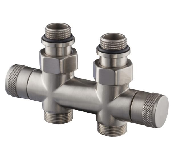 Узел прямой SR Rubinetterie Tondera 50 мм, запорный 1/2"х3/4" Е, цвет матовый никель