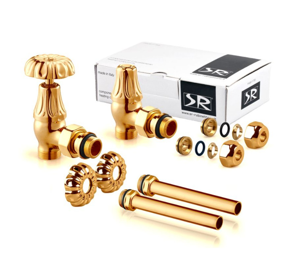 Комплект угловых вентилей SR Rubinetterie Old Style 1,2  x 24/19, золото