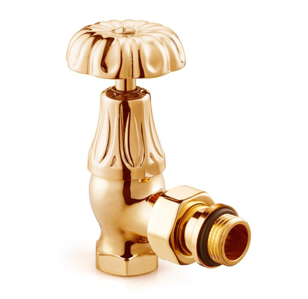 Угловой клапан для радиатора, "ретро", 1/2", цвет  золото