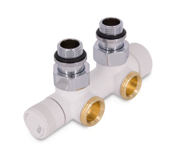 Узел нижнего подключения термостатический SR Rubinetterie угловой 1/2"х3/4"Е Белый (левый)