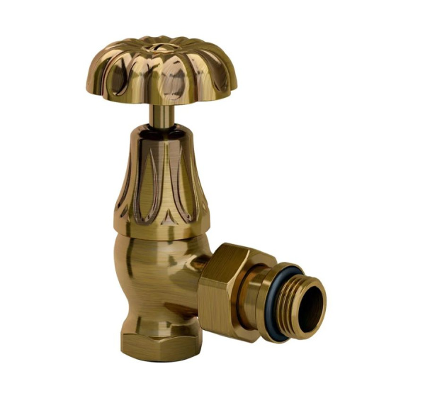 Угловой клапан для радиатора, "ретро", 1/2", цвет  бронза