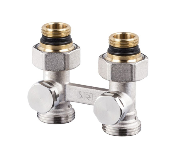 Прямой Н-образный клапан для нижнего подключения отопительных приборов, Никель
