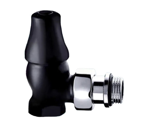 Запорный угловой клапан для радиатора "ретро", 1/2, цвет  черный