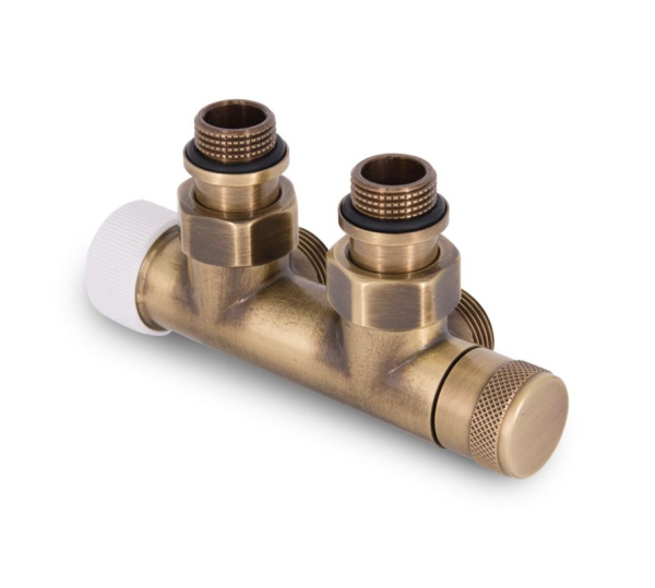 Узел нижнего подключения термостатический SR Rubinetterie угловой 1/2"х3/4"Е Бронза (левый)