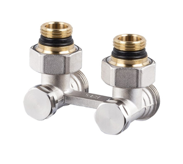 Угловой Н-образный клапан для нижнего подключения отопительных приборов, 1/2"х3/4"