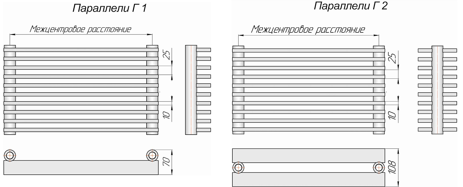 Радиатор Параллели Г 1(926мм)