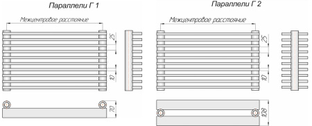 Радиатор Параллели Г 1(1976мм)