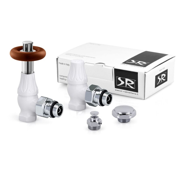 Комплект серия Old Style 1/2" угловой, цвет белый (термостатика)