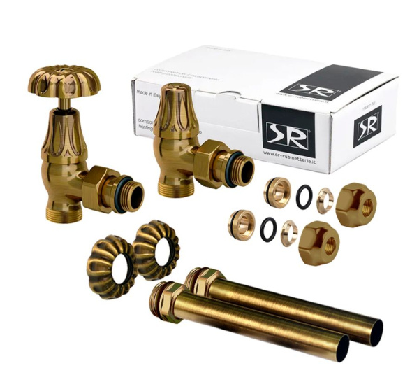 Комплект угловых вентилей SR Rubinetterie Old Style 1,2  x 24/19, бронза