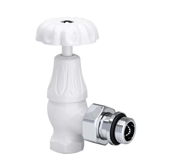 Угловой клапан для радиатора, "ретро", 1/2", цвет  белый