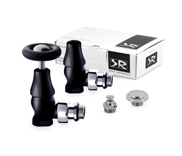 Комплект SR Rubinetterie Old Style 1/2" угловой, черный матовый, K390-1500VC0S