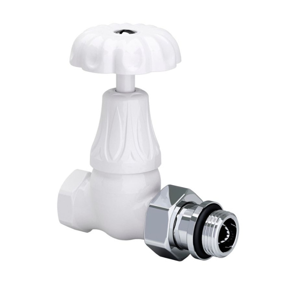 Прямой клапан для радиатора, "ретро", 1/2", цвет  белый