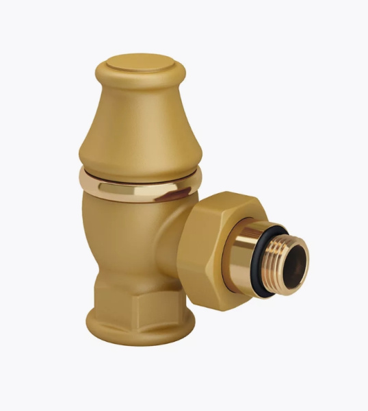 Угловой запорный клапан серия Liberty 1/2"х 3/4" угловой, цвет Ral 1036 (антик золото)
