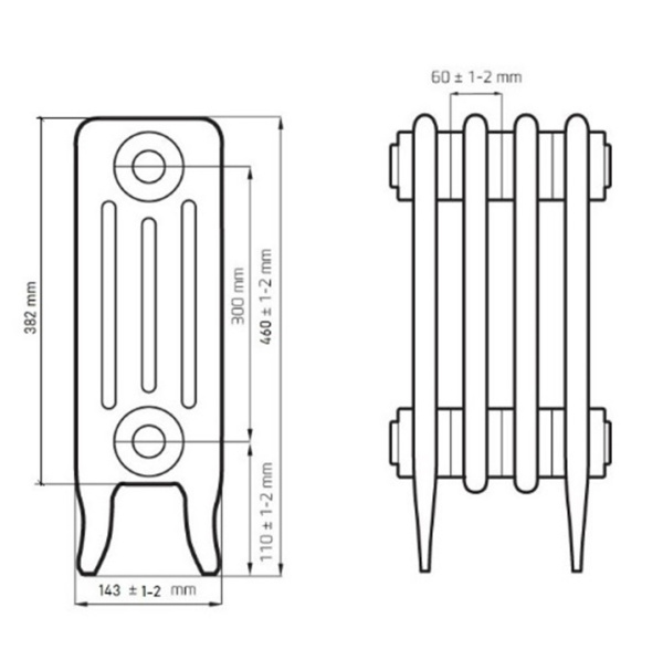 Радиатор чугунный РАДИМАКС DERBY 300, 1 секция, D 300-1s