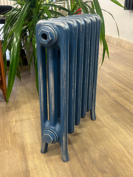 Радиатор чугунный РАДИМАКС Loft 350, 6 секций, синий с серебром, напольное исполнение, LF 350-6s ЛИКВИДАЦИЯ