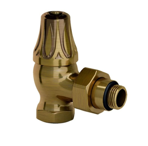 Запорный угловой клапан для радиатора "ретро", 1/2", цвет бронза
