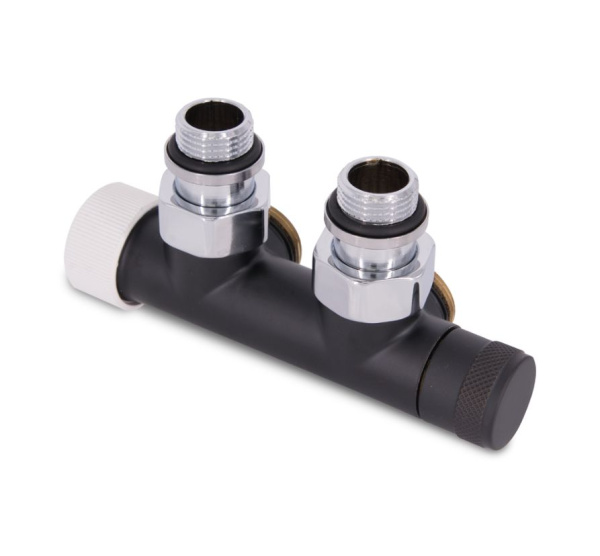 Узел нижнего подключения термостатический SR Rubinetterie угловой 1/2"х3/4"Е Чёрный матовый (левый)